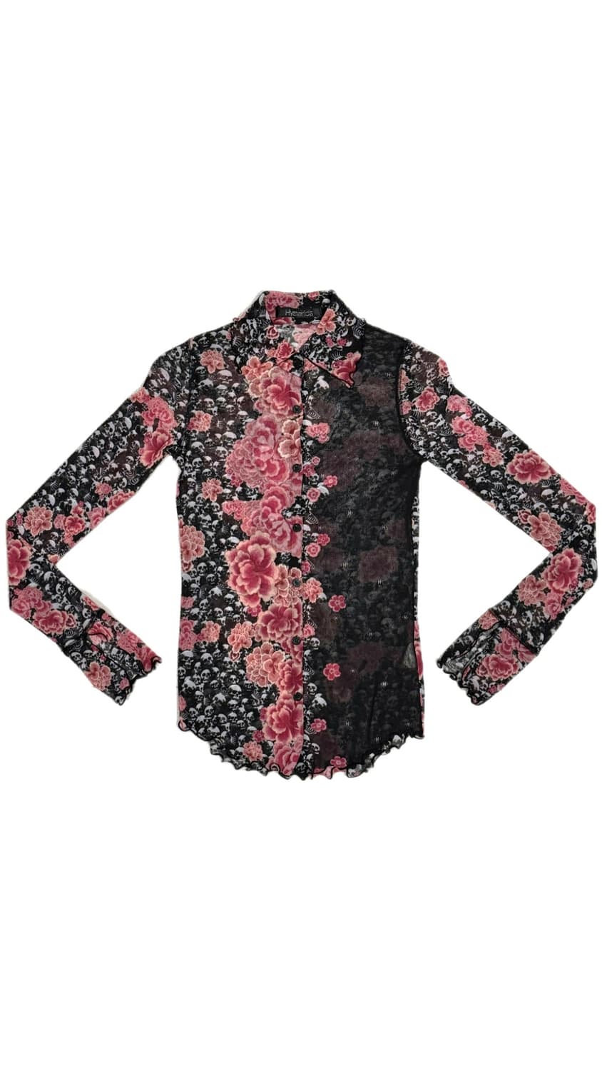 히스테릭 글래머 아카이브 무수한 해골과 피어난 작약 셔츠 상품이미지1