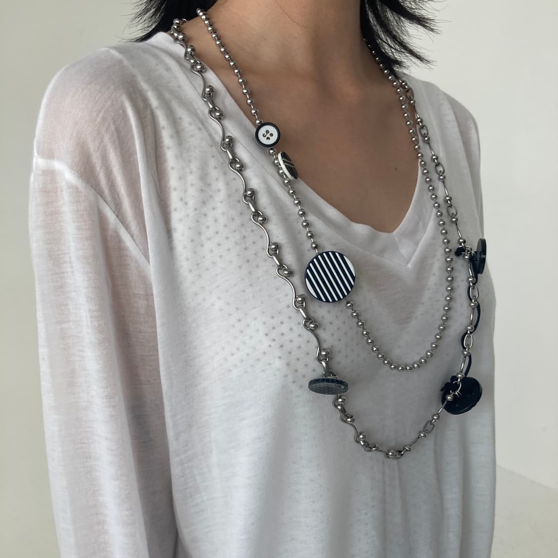 Black button layered necklace 상품이미지5
