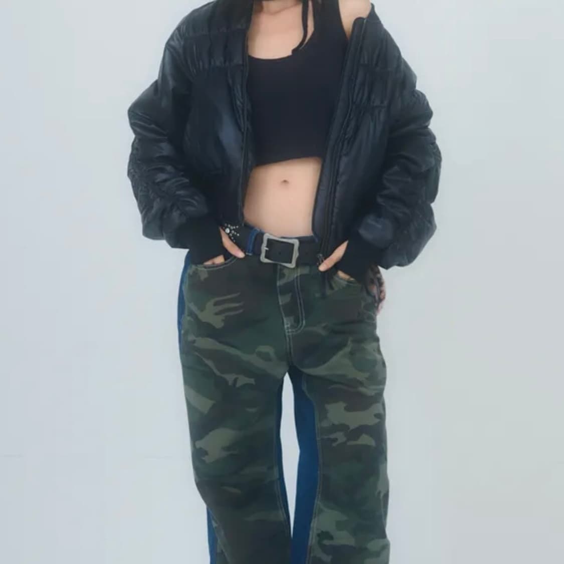 러닝하이 셔링 크롭 MA-1 자켓 [블랙] 상품이미지2