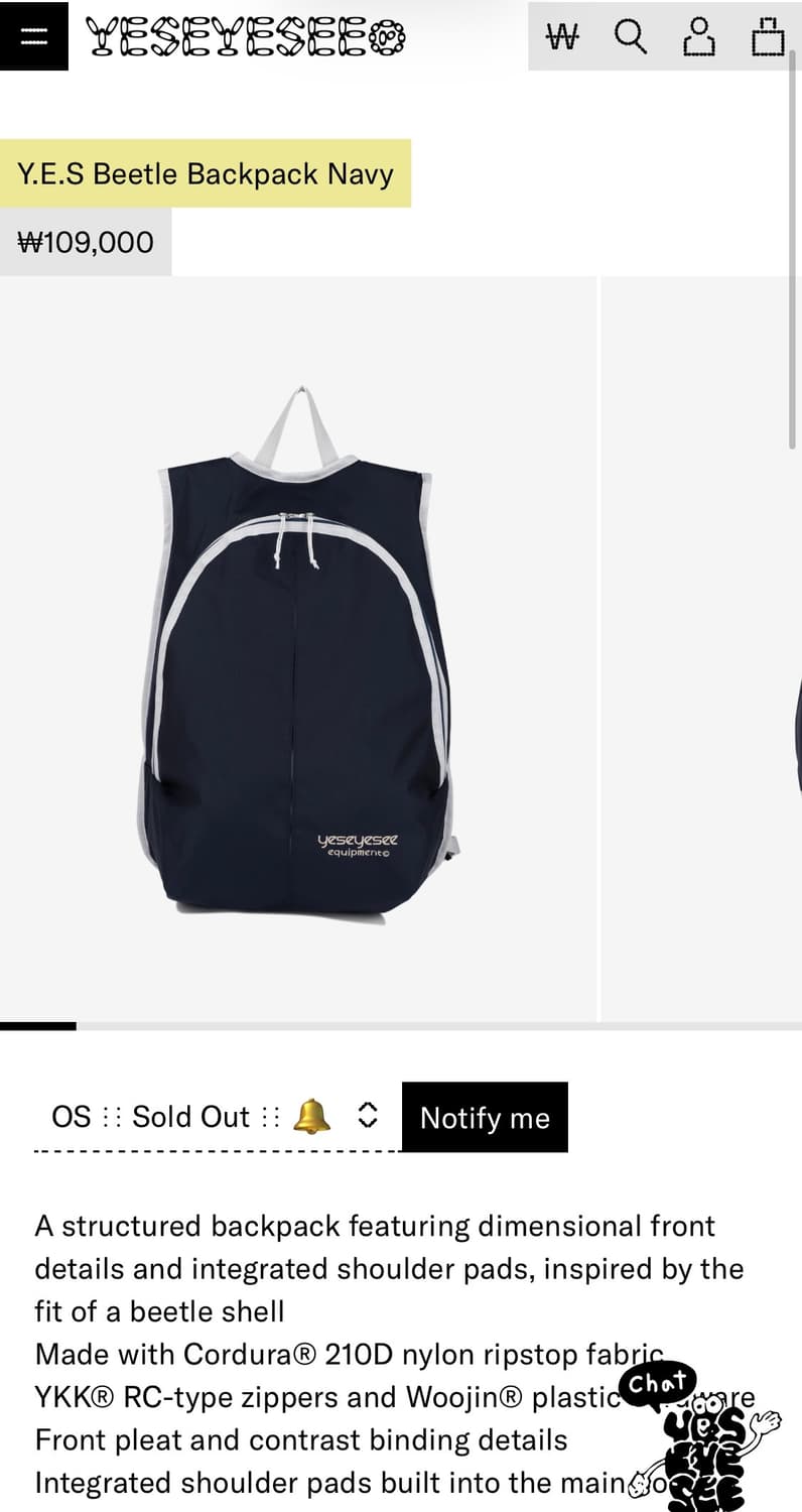 Y.E.S Beetle Backback Navy 상품이미지9