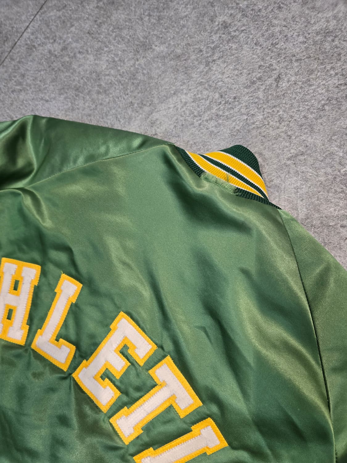 90's USA chaik line  샤틴 바시티자켓 상품이미지7