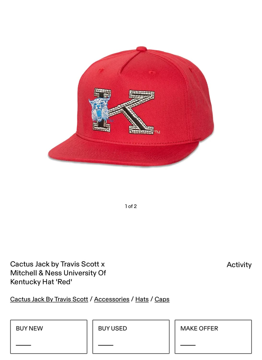 트래비스 스캇 캑터스 잭 미첼앤네스 콜라보 한정판 스냅백 모자 켄터키 상품이미지7