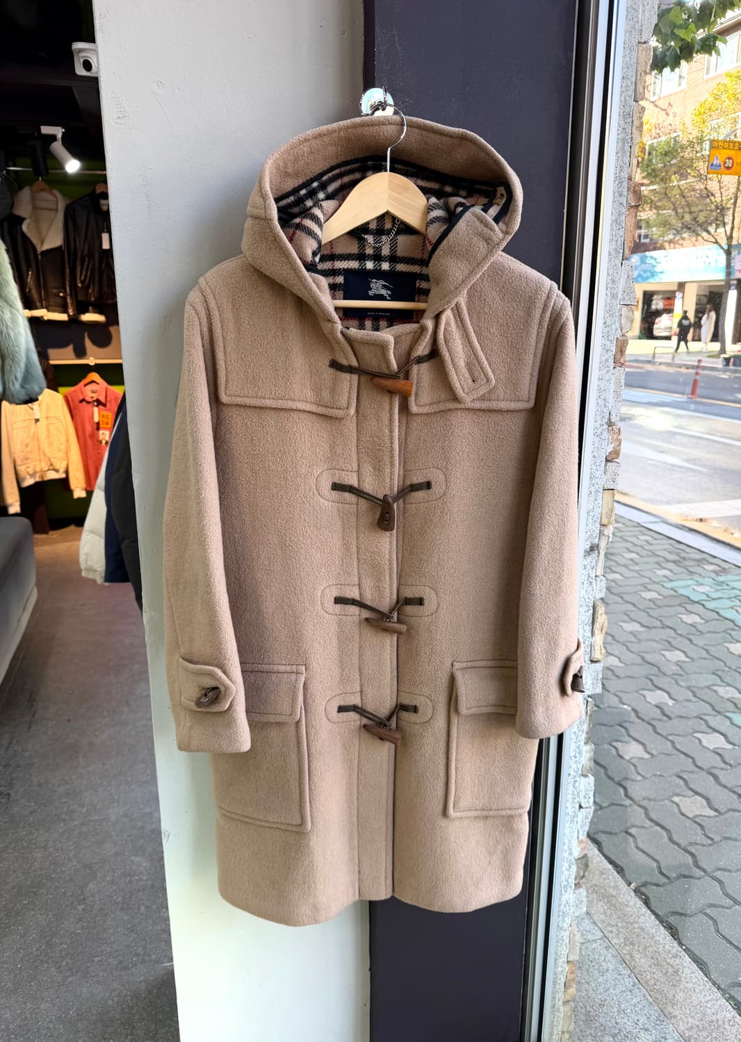 55~66/ 버버리 노바체크 포인트 떡볶이 울코트 상품이미지2