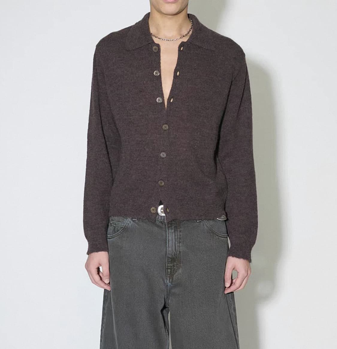 [50] 아워레가시 알파카 이브닝 폴로 가디건 브라운 컬러 상품이미지2