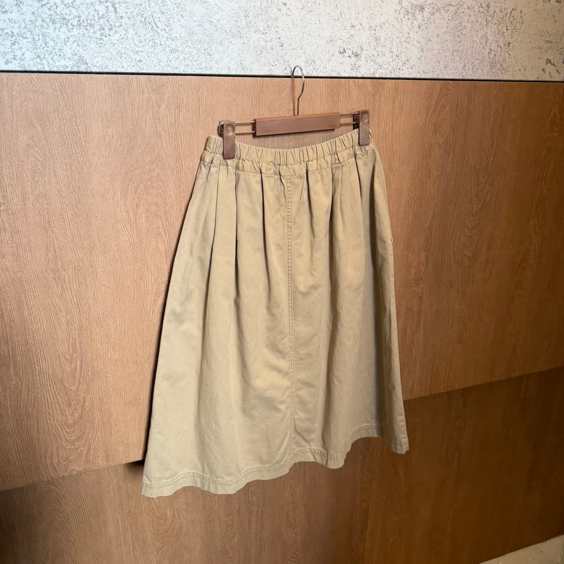빈티지 밴딩 롱 스커트 허리 스트링 디테일 베이지 k85 상품이미지5