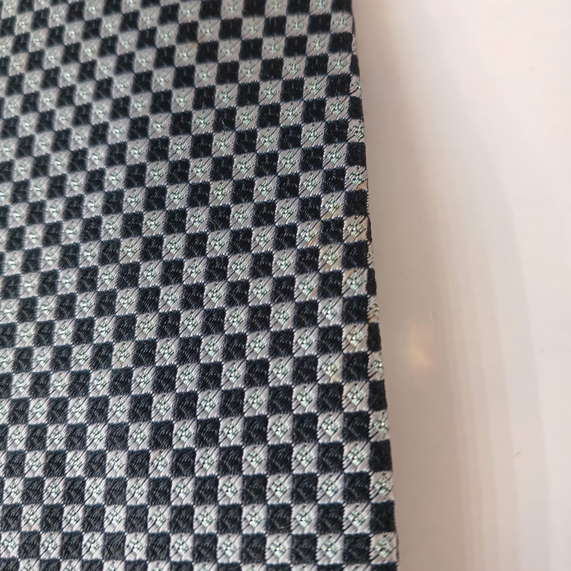 아쿠아스큐텀 실크 네이비 기하 패턴 넥타이 8.8cm A등급 A19456 상품이미지6