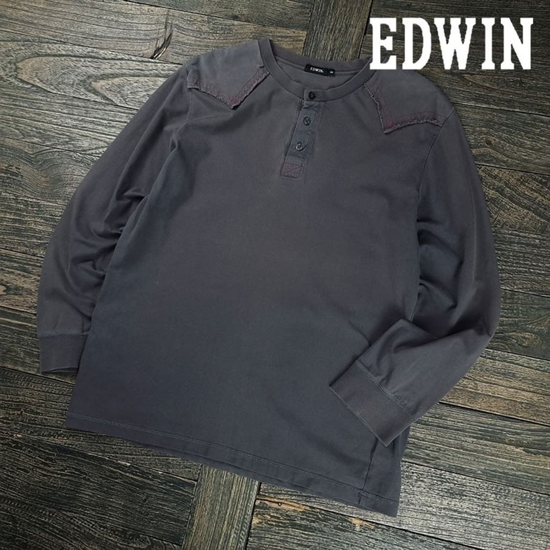 [에드윈] 빈티지 요크 헨리넥 롱슬리브 긴팔티 챠콜 M19734 상품이미지1