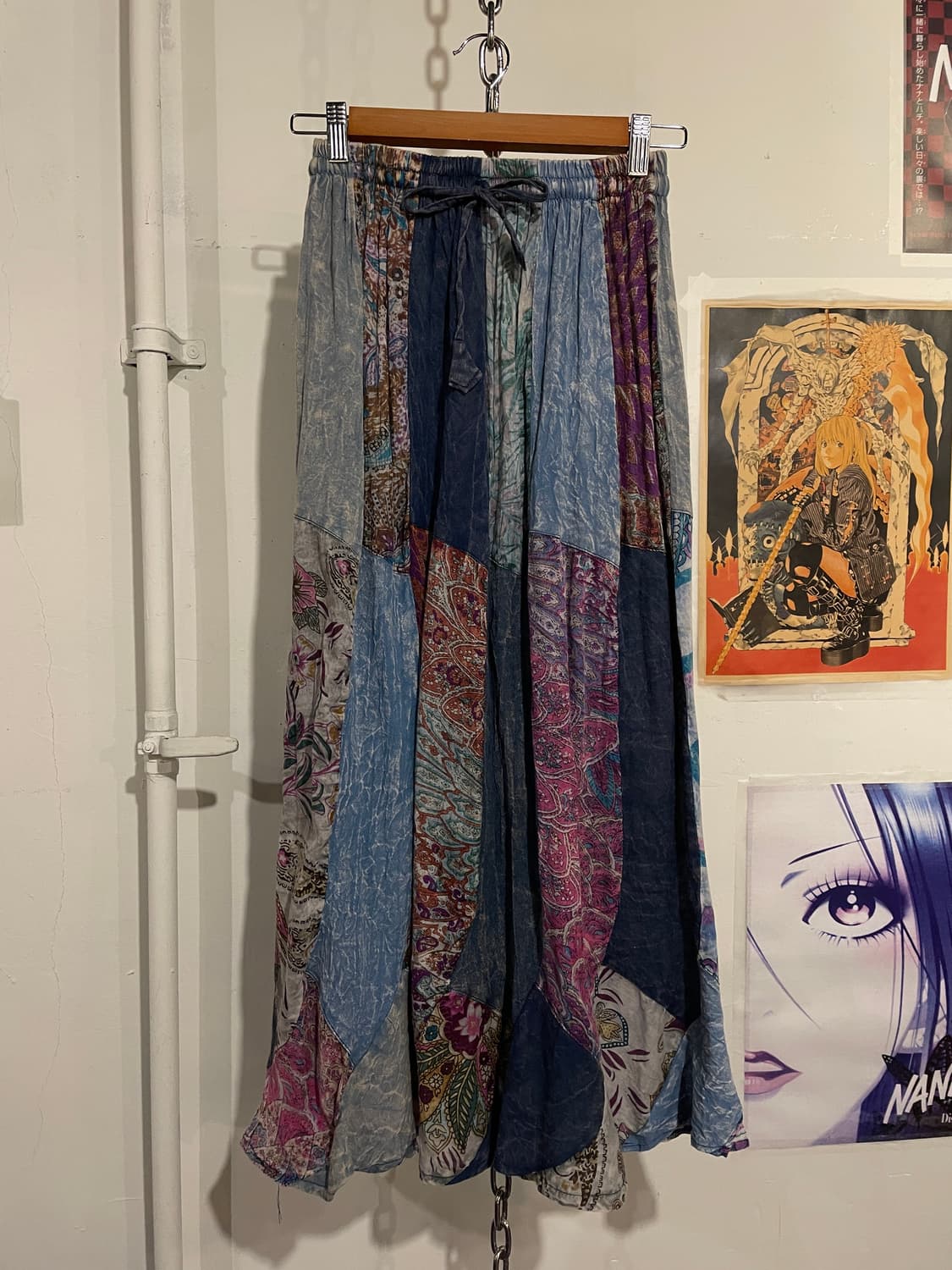 히피 에스닉 패턴 워싱 패치워크 스커트 상품이미지1