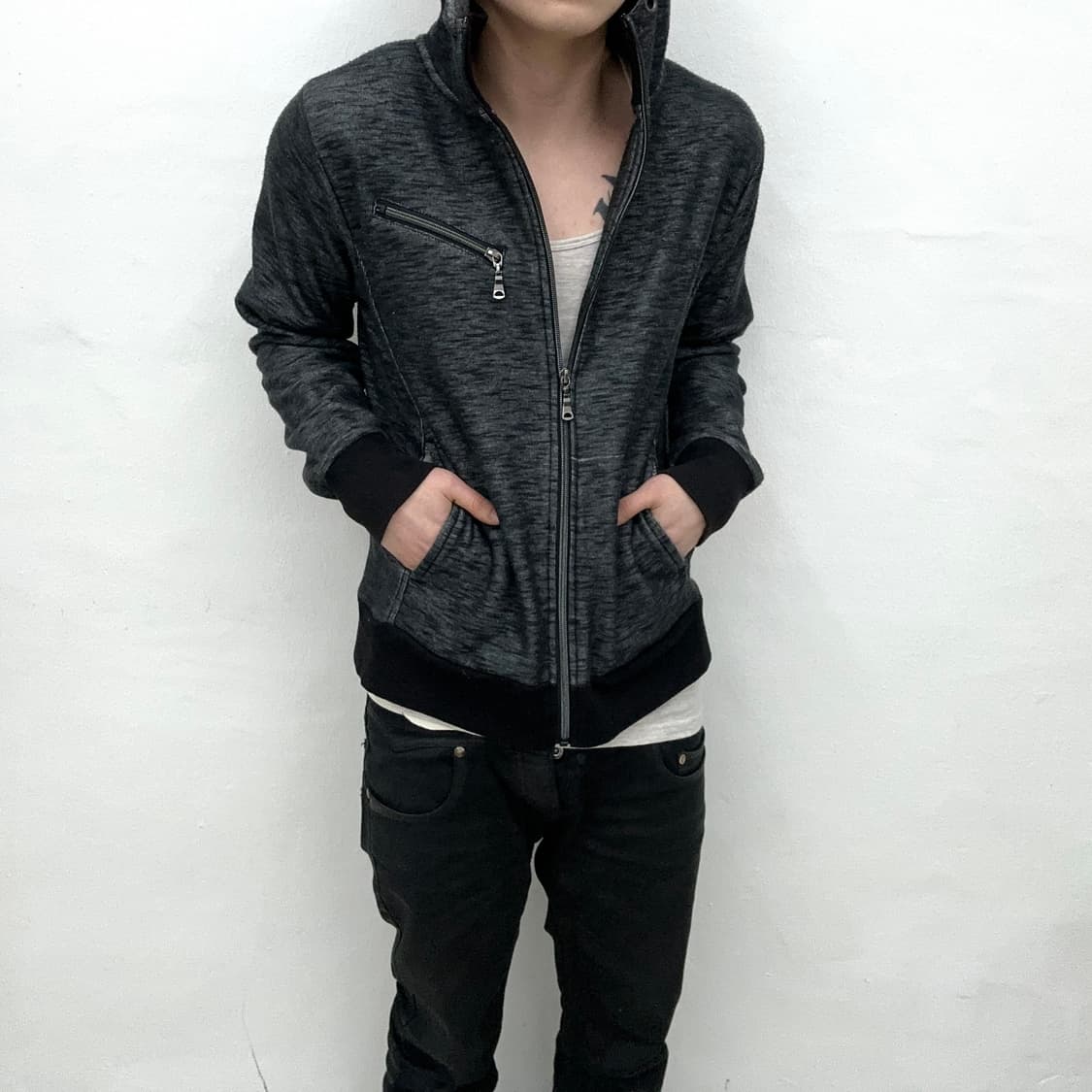 Semantic design deep blue hood zip 상품이미지2