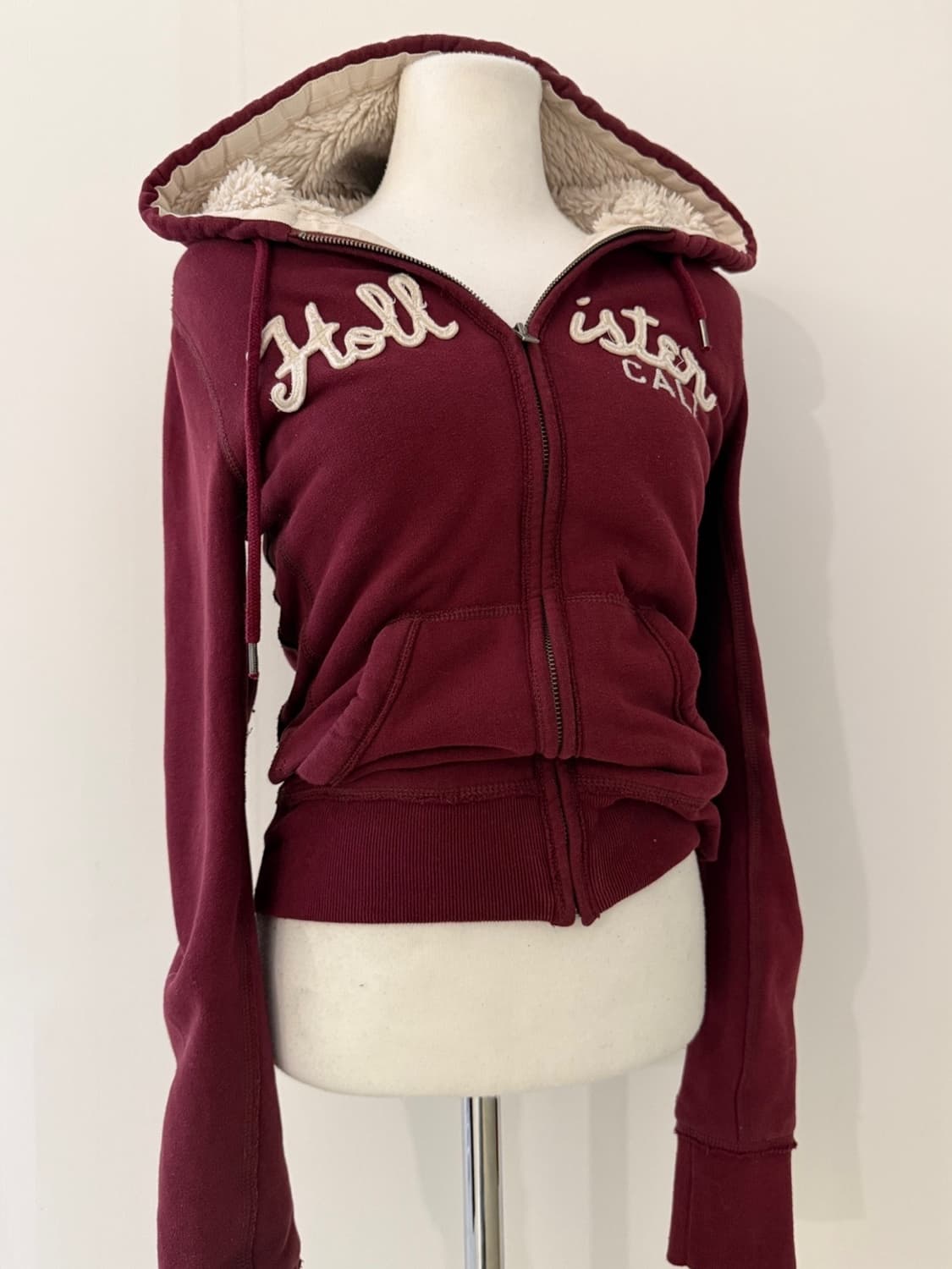 홀리스터 버건디 털 후드집업 상품이미지2