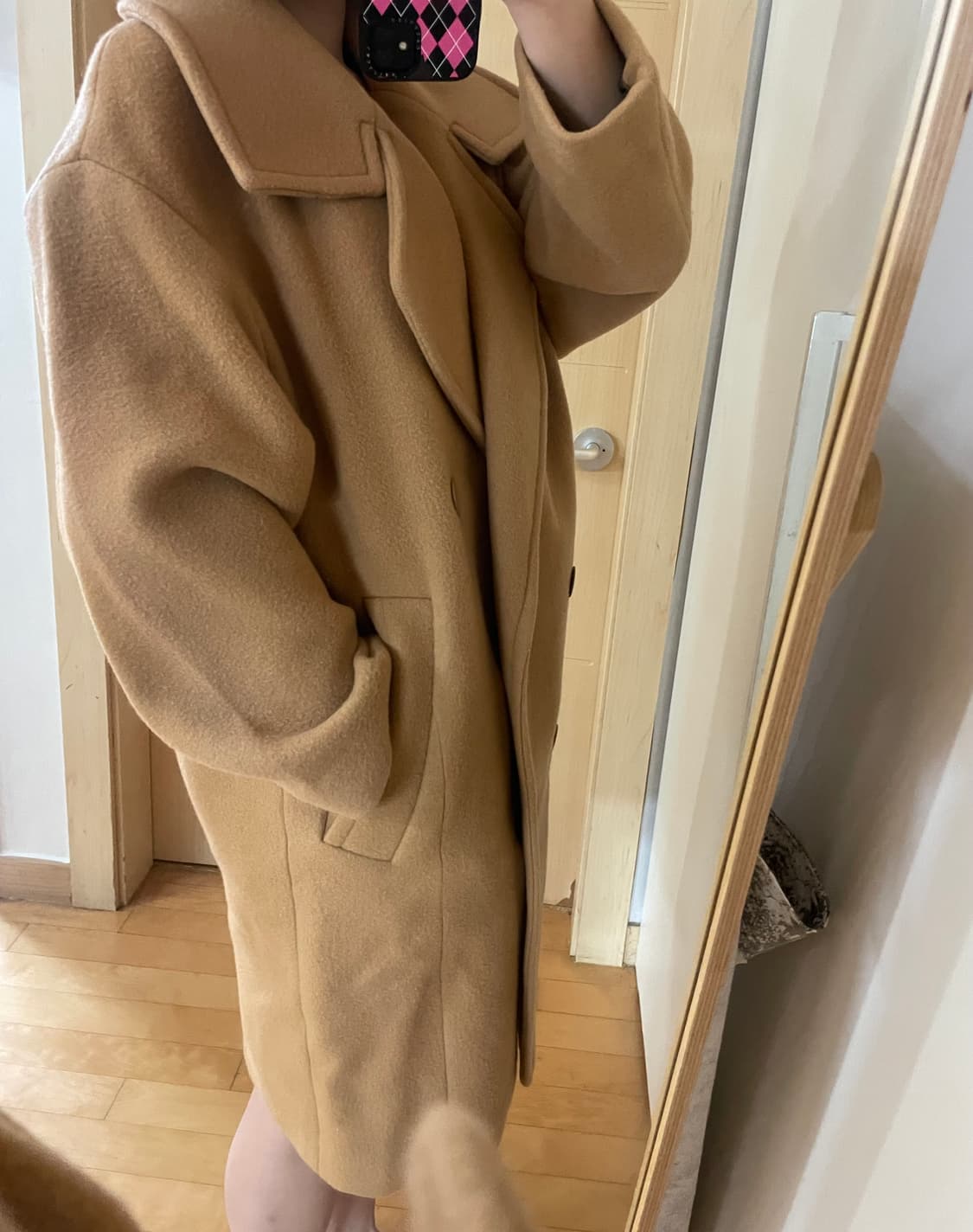 럭키슈에뜨 카멜 모 100% 코트 막스마라 버버리 프론트로우 상품이미지5