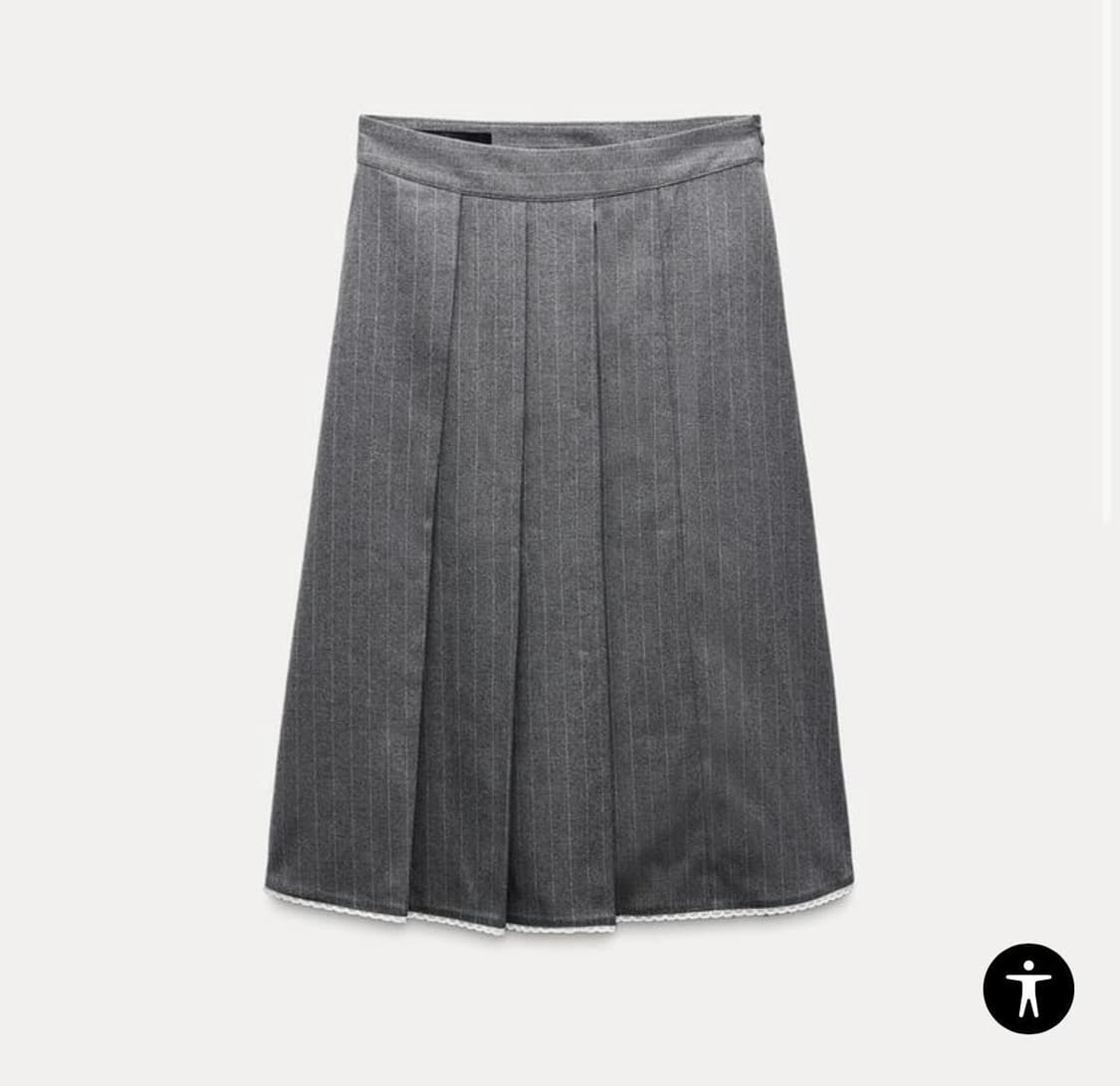 레이스 트리밍 콤비 미디 스커트 상품이미지1