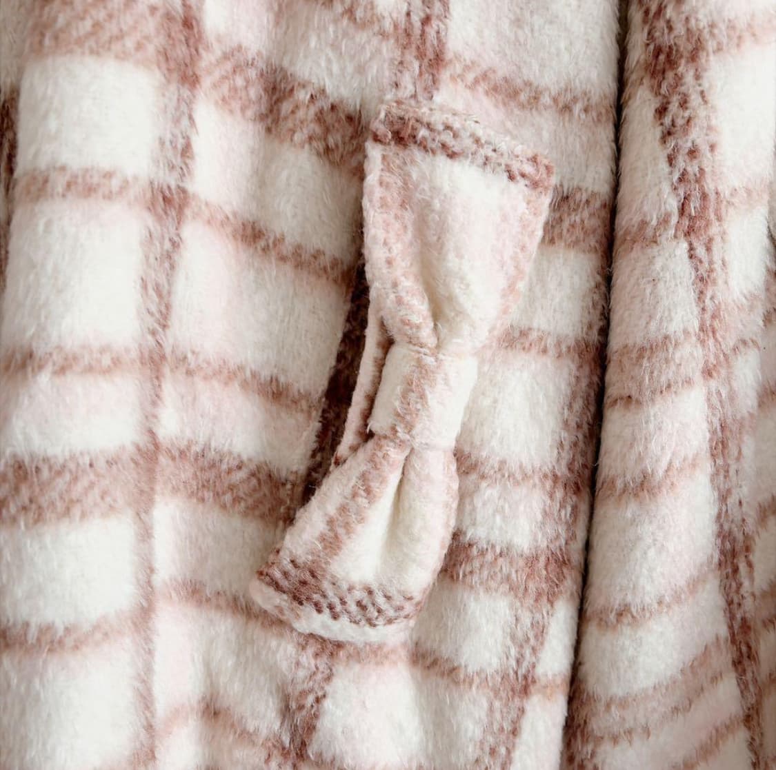 리즈리사 고전 딸기초코체크 00s 대대장 케이프 판초 코트 상품이미지4