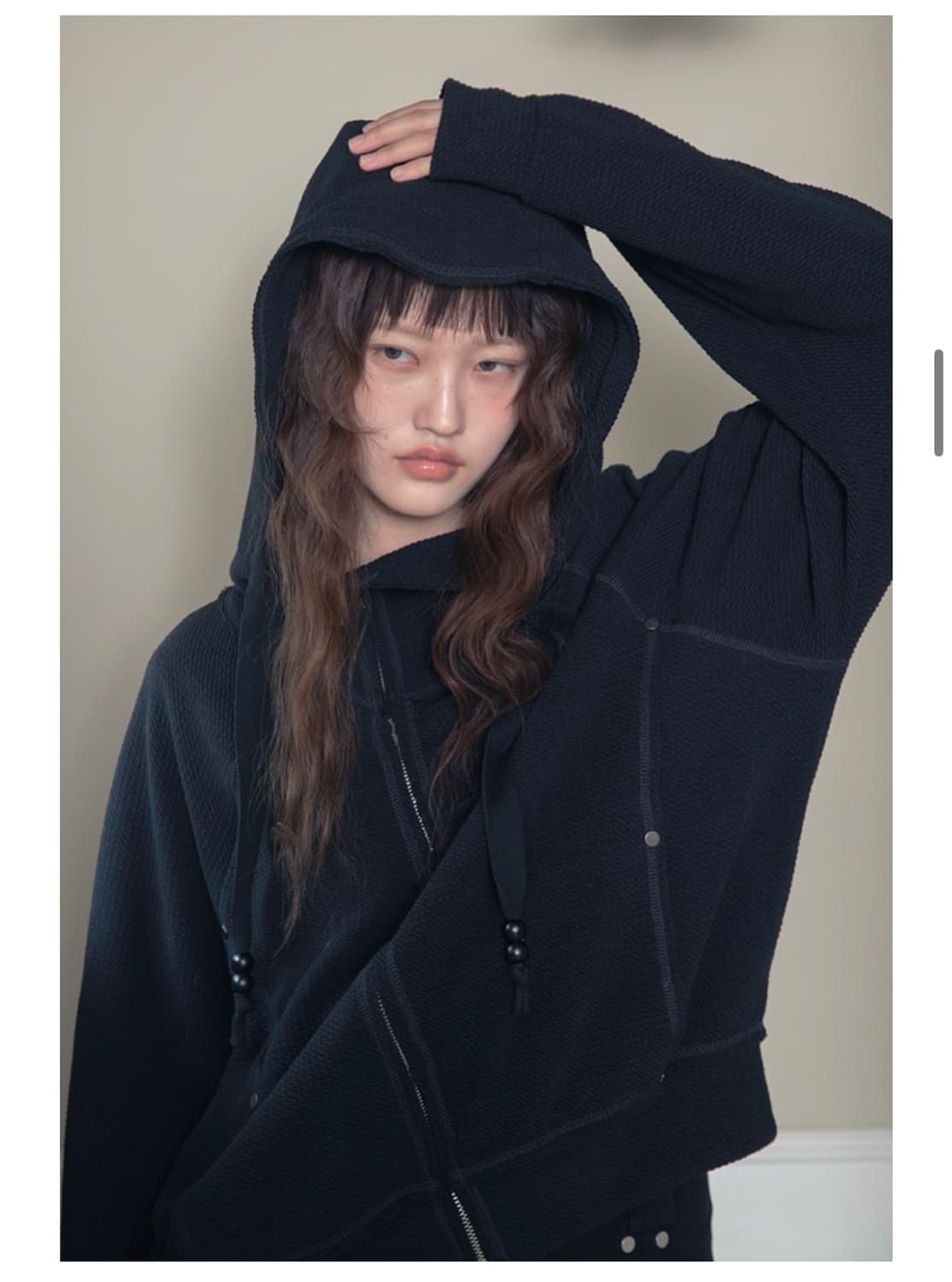 허그유어스킨 하이넥 후드집업 블랙 상품이미지3