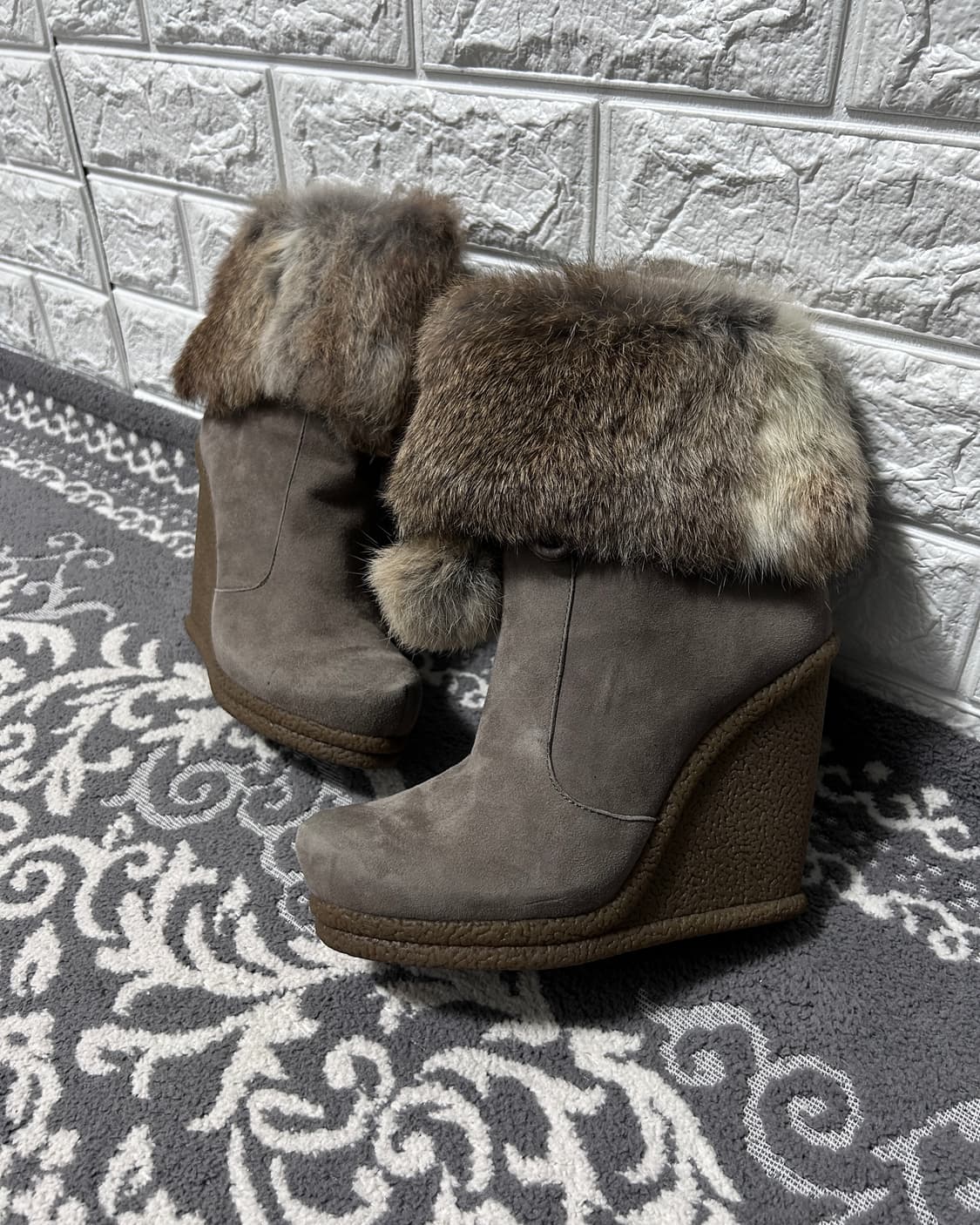 Ash 아쉬 웨지 스웨이드 퍼 부츠 상품이미지1