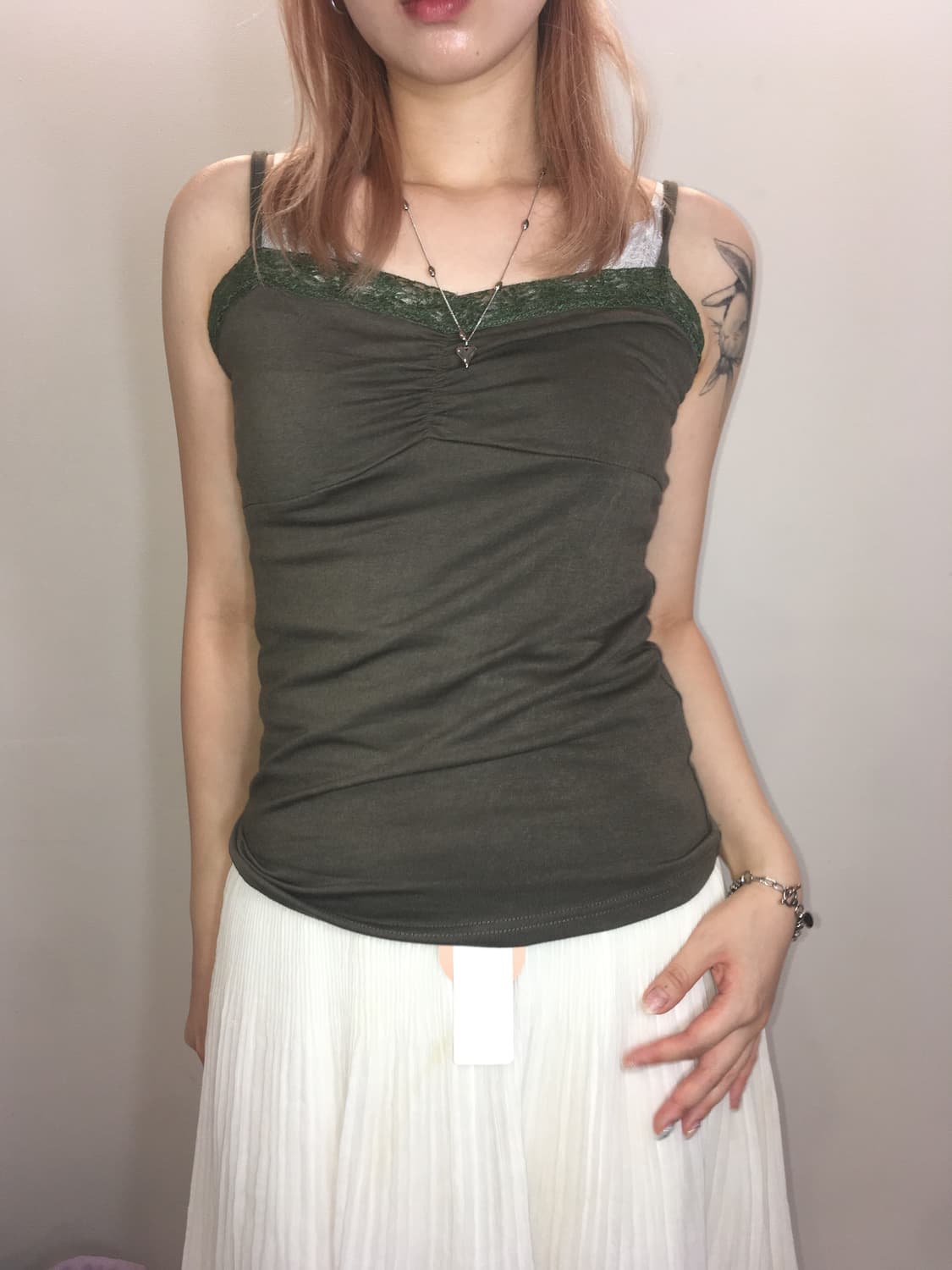jpn vintage khaki lace sleeveless 상품이미지3