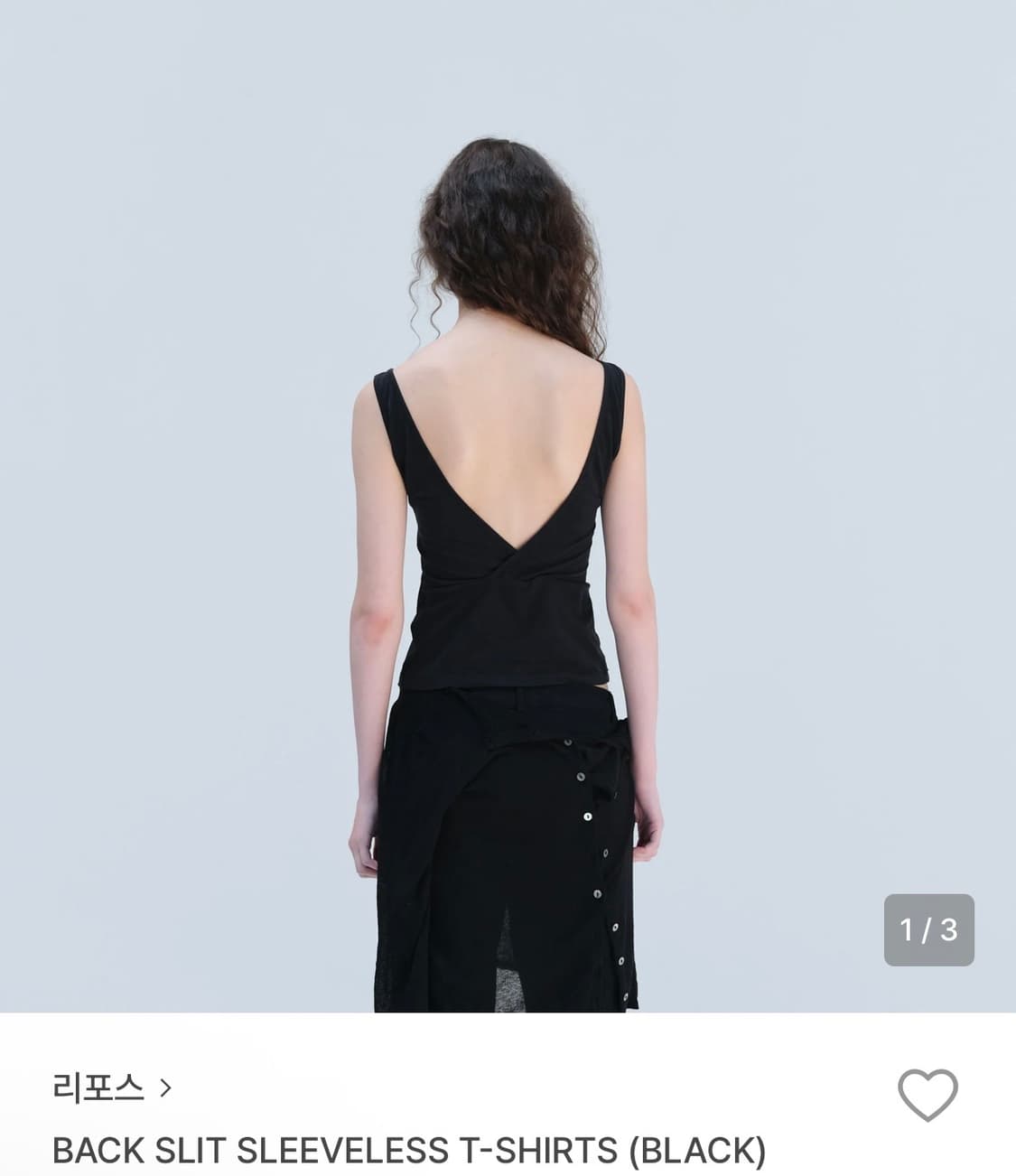 리포스) Back Slit Sleeveless T-Shirts BK M 상품이미지1
