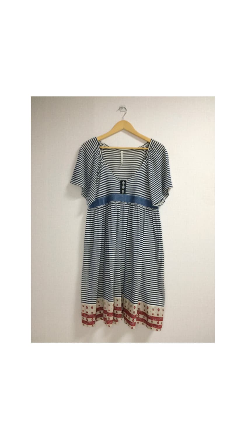 스나오 쿠와하라 블루 펄 스트라이프 원피스 상품이미지1