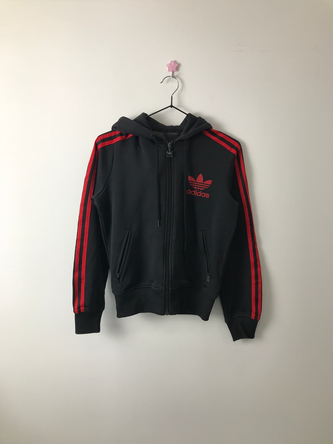 Adidas Black Red Hooded Track Top Jacket 상품이미지4
