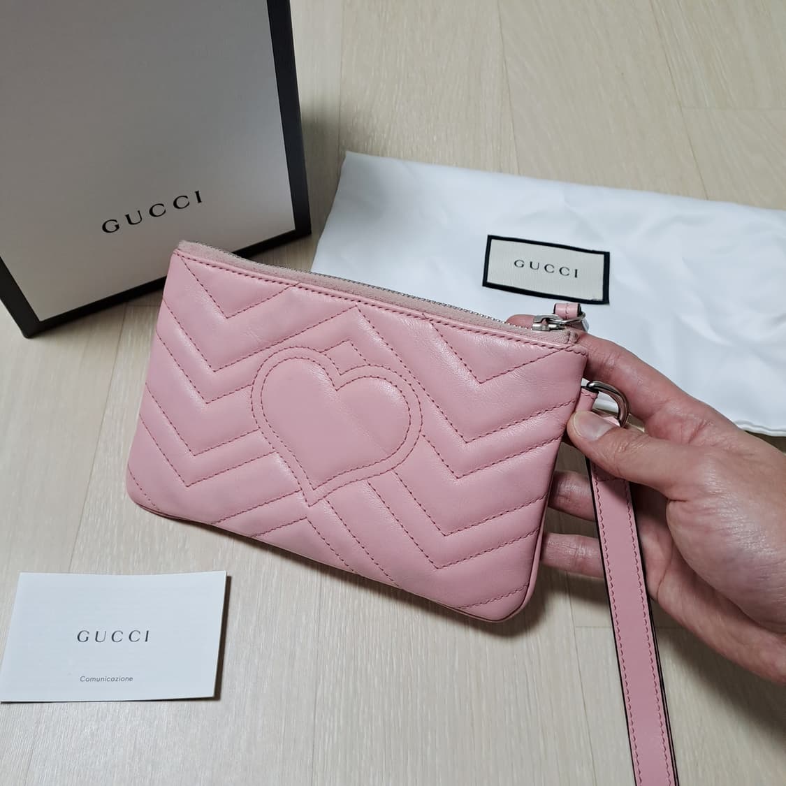 [100%/정품] 구찌 GG 마몽 마틀라세 핑크 파우치, 구찌클러치 상품이미지2