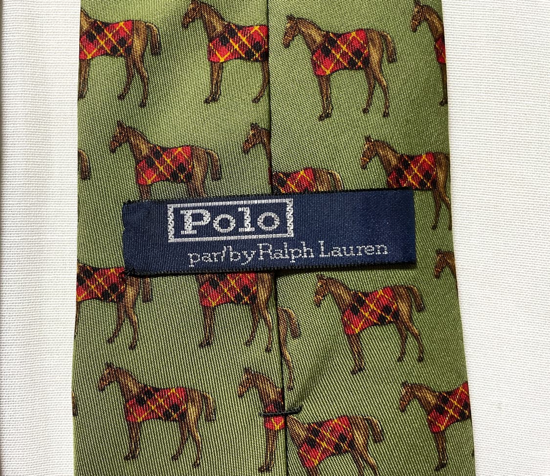 made in 캐나다) 폴로 랄프로렌 정품 말패턴 실크 넥타이 _ 그린 상품이미지8