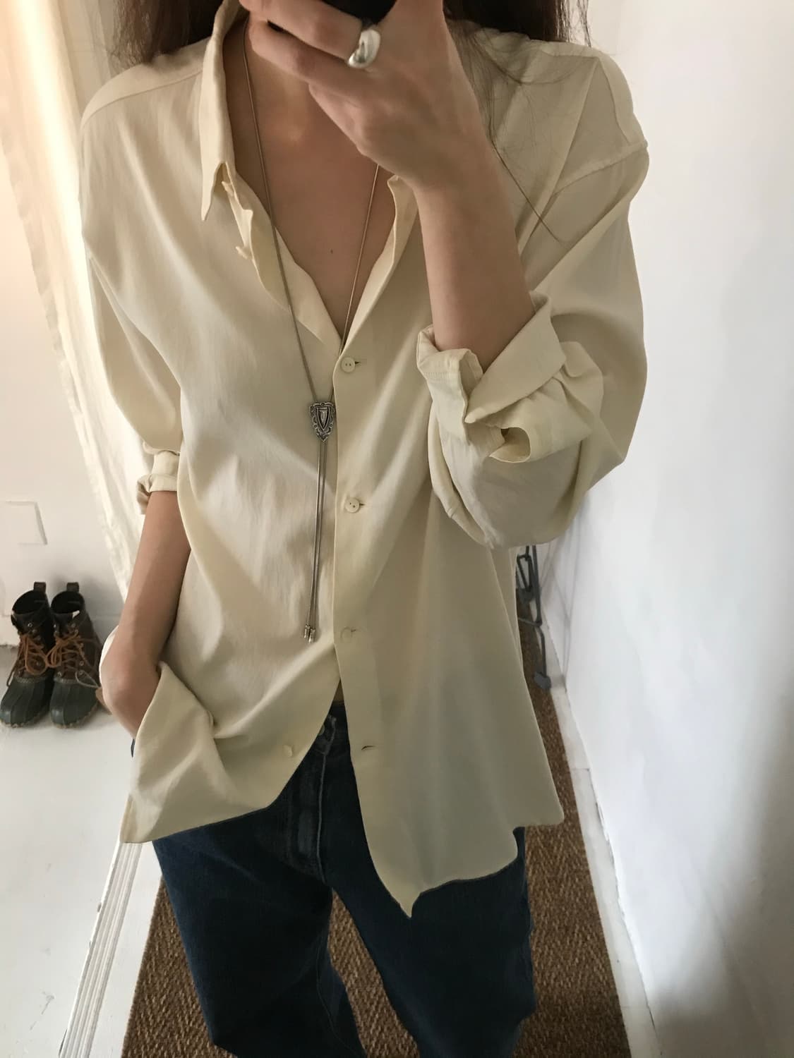 yellow silk shirt 상품이미지1