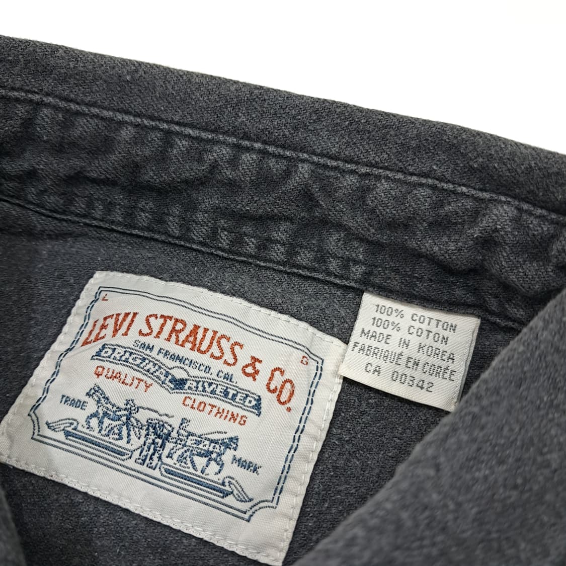 CL870 L 리바이스 90s 한국판 오렌지탭 블랙 데님셔츠남방 상품이미지3