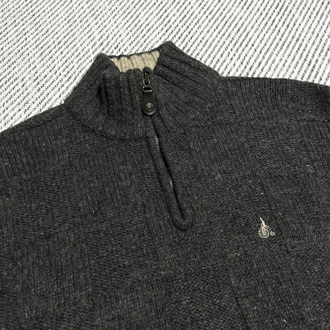 [XL] Beanpole 빈폴 헤비 다크그레이 반집업 니트 상품이미지4