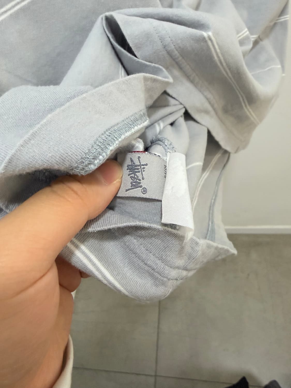  00s Stussy Authentic 스트라이프 그레이 반팔 티셔츠 상품이미지9