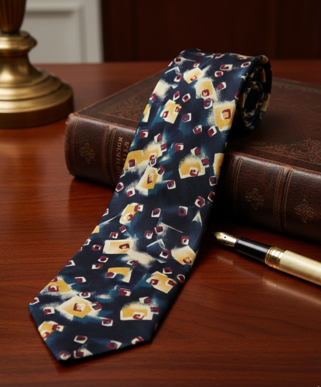 발렌시아가 빈티지 실크 넥타이 클래식 플라워 기하학 패턴 상품이미지1