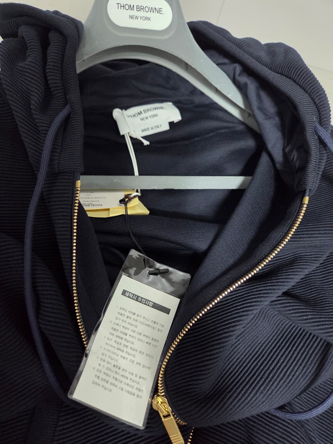 톰브라운 코튼 오토만 립 사선 후드 집업 네이비 5사이즈 상품이미지7