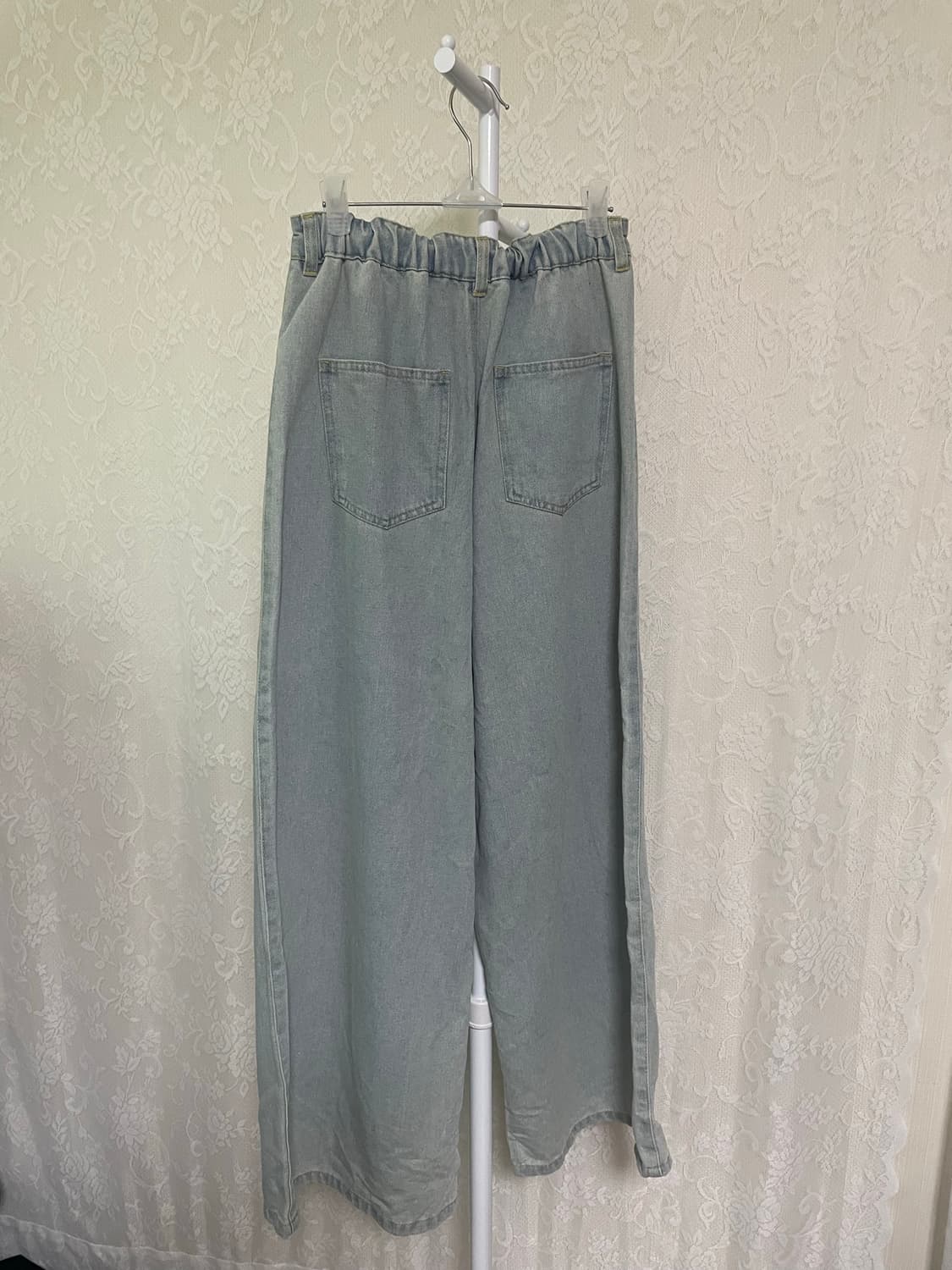 레이스 패치 와이드 데님 팬츠 상품이미지5