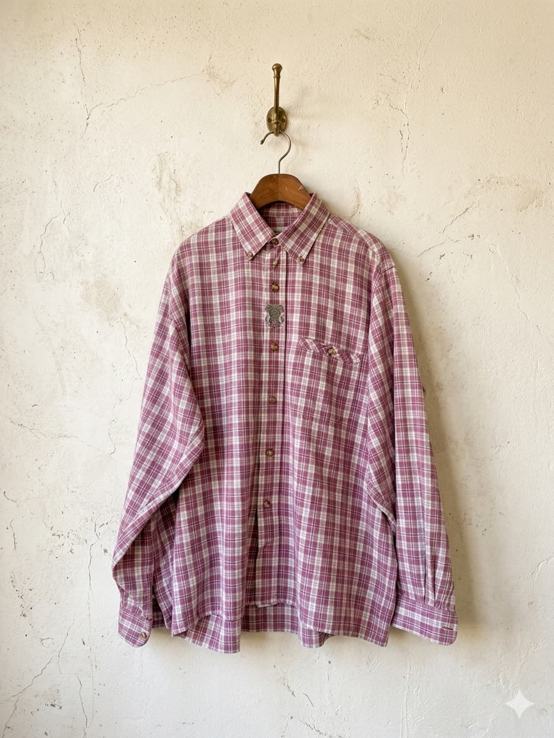 더스티 로즈빛 플래드 티롤리언 셔츠 상품이미지1