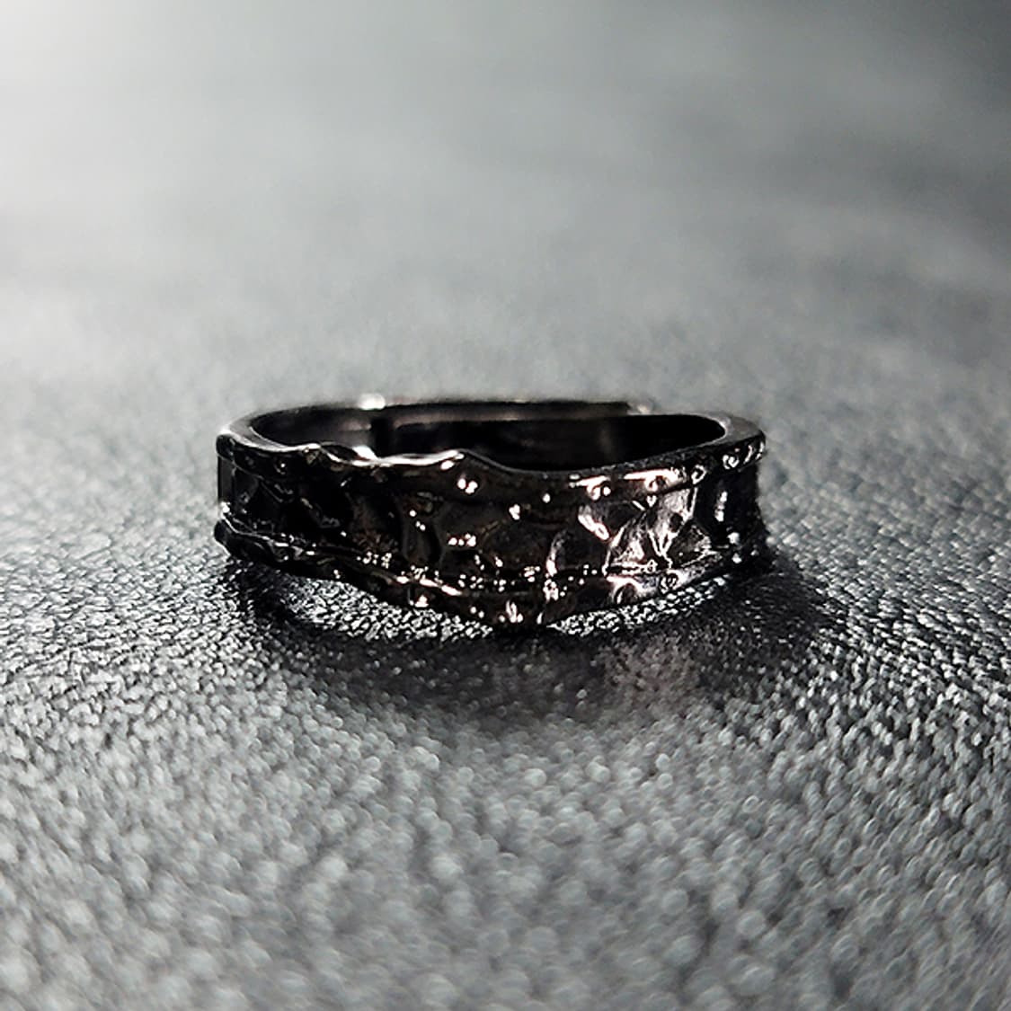 Lurk 백동 흑도금 남자 엔틱 빈티지 명품 균열 불규칙 반지 상품이미지1