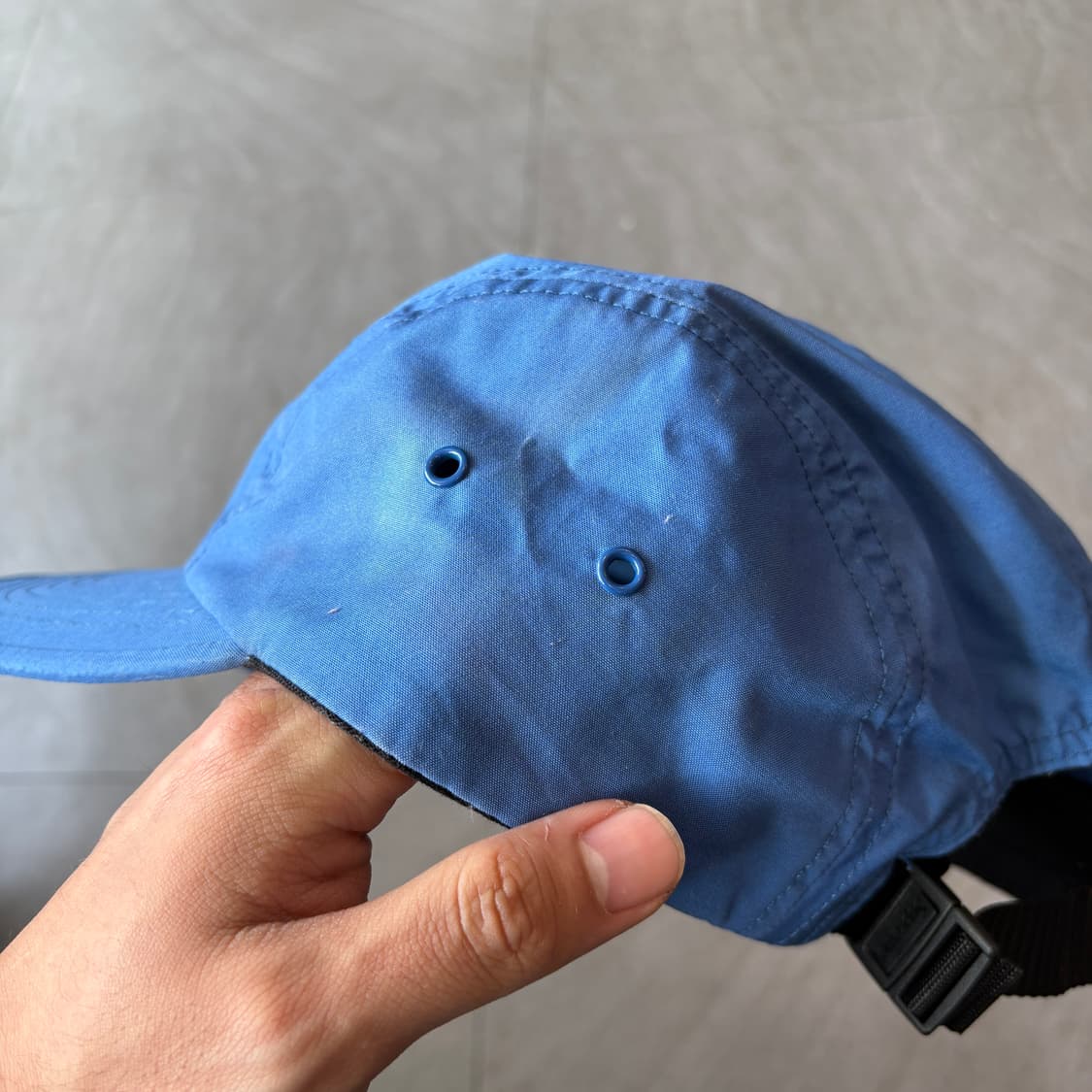 21ss 슈프림 리버스 라벨 블루 체크 캡  상품이미지4