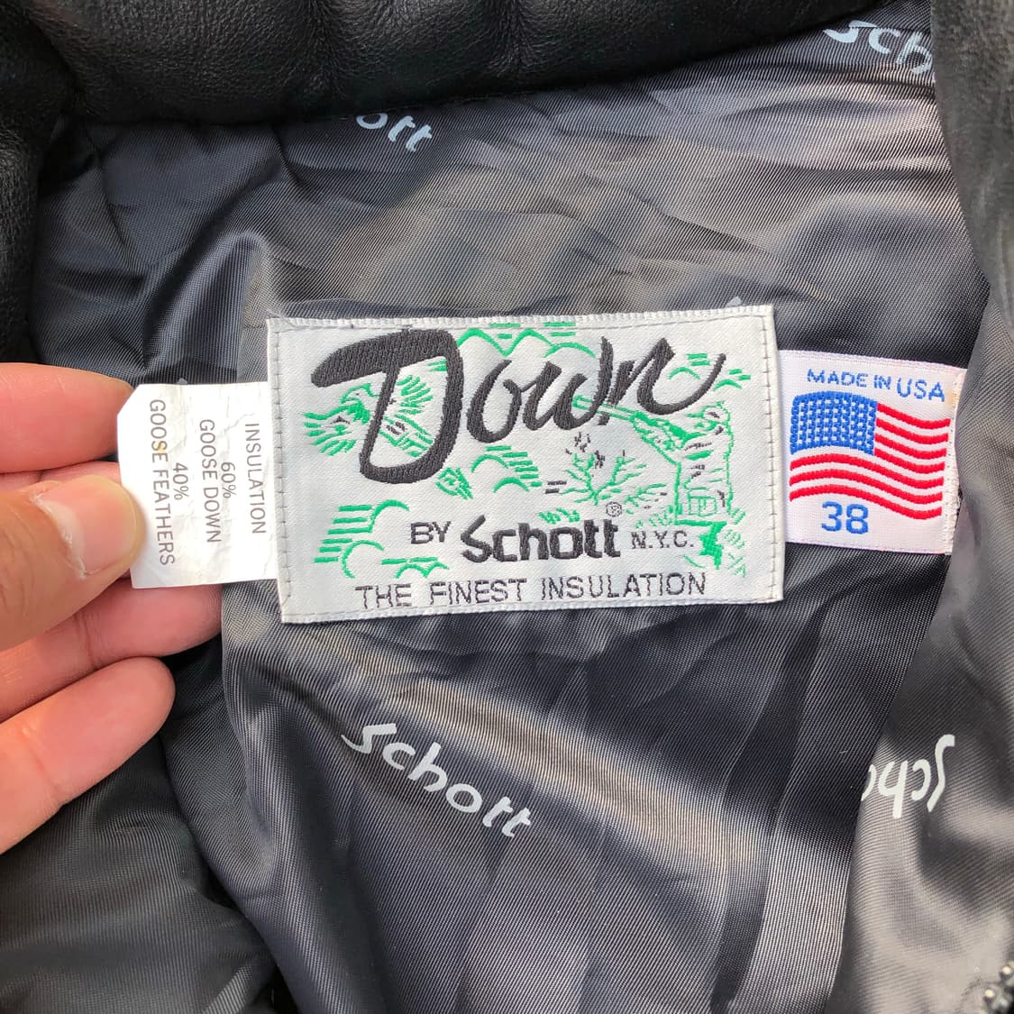 [M~L] Schott 쇼트 가죽 다운 패딩 지켓 상품이미지7