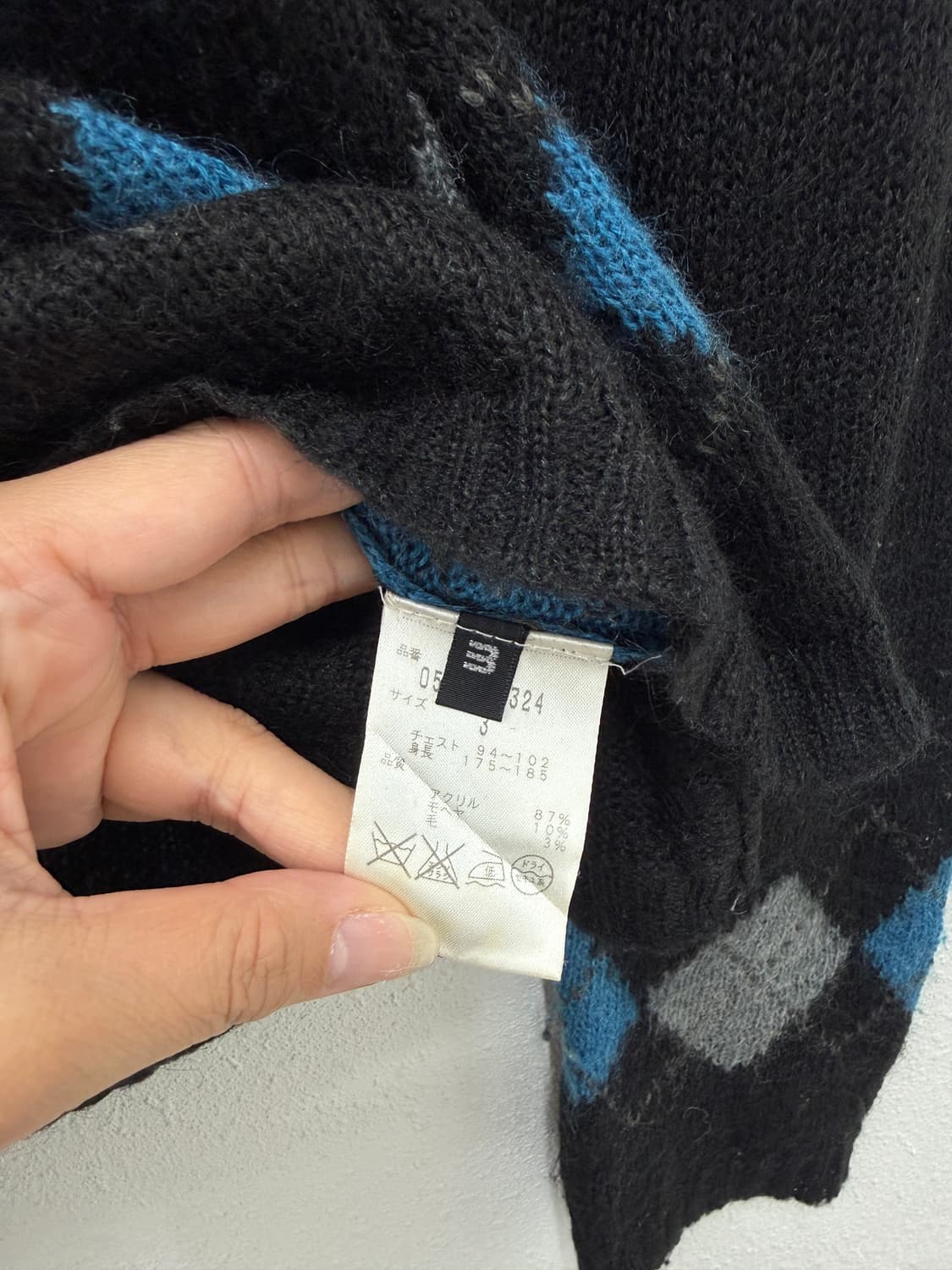 ABX 블랙 아가일 니트 스웨터 상품이미지5