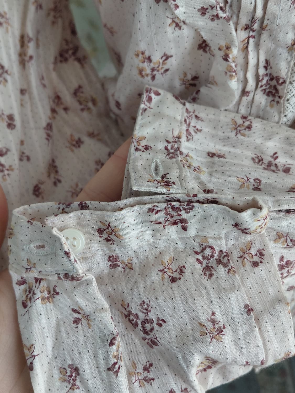 [빈티지] 플라워 프린트 프릴 장식 블라우스 지뢰계 상품이미지5