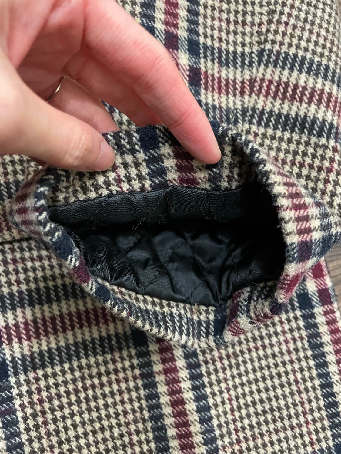 ESN 하운드 투스 울 체크 더블 코트 상품이미지7