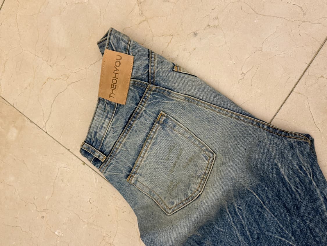 더오유 THEOHYOU 크리즈 워싱 데님 와이드 팬츠 상품이미지3