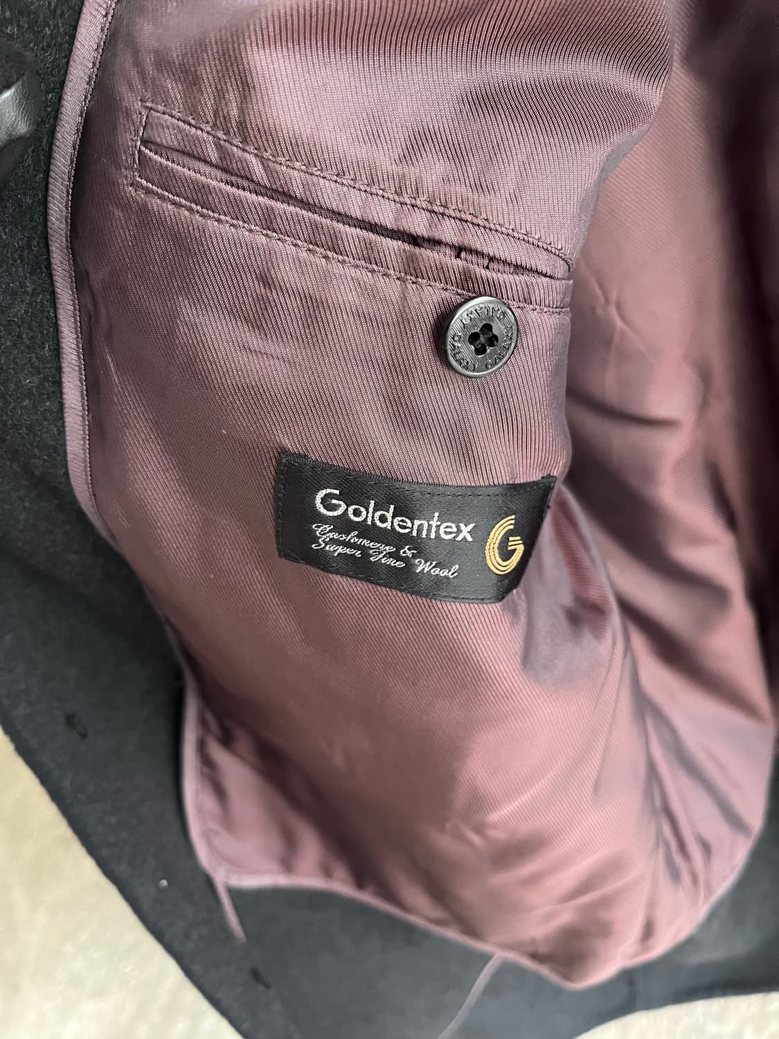 갤럭시 남성 캐시미어 퍼 카라 블랙 하프코트 105 상품이미지4