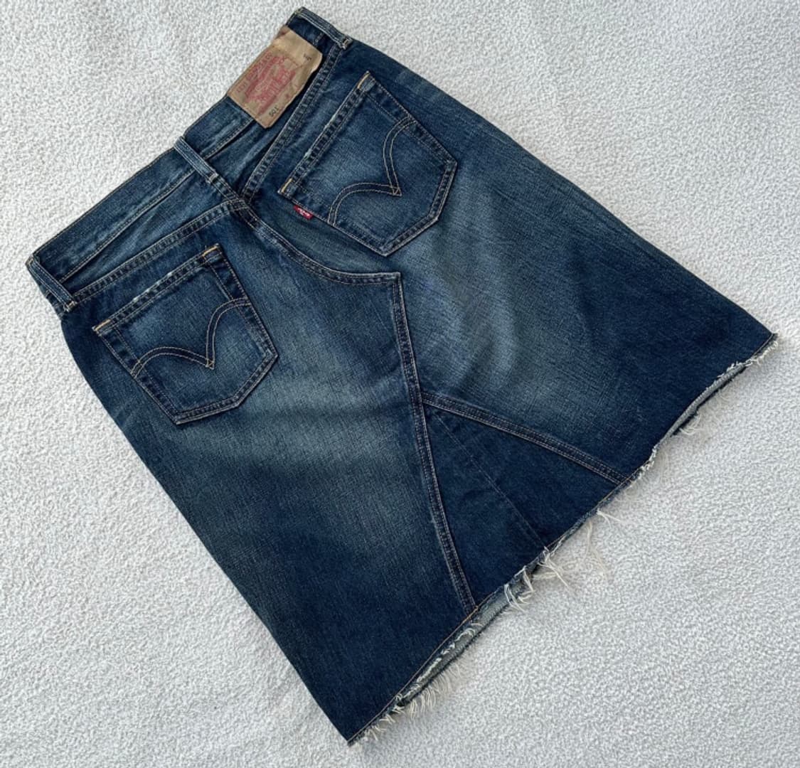 Levi’s 리바이스 501 진청 미디 데님 스커트 상품이미지3