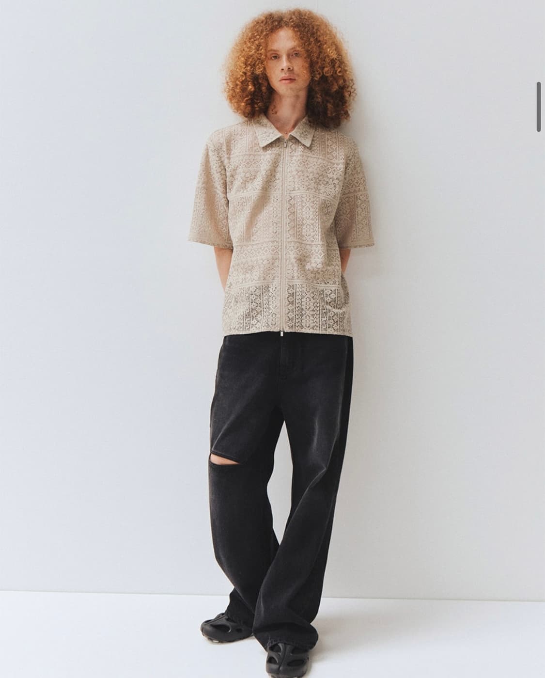 ADD 에드 크로쉐 니트 하프 집업 상품이미지1