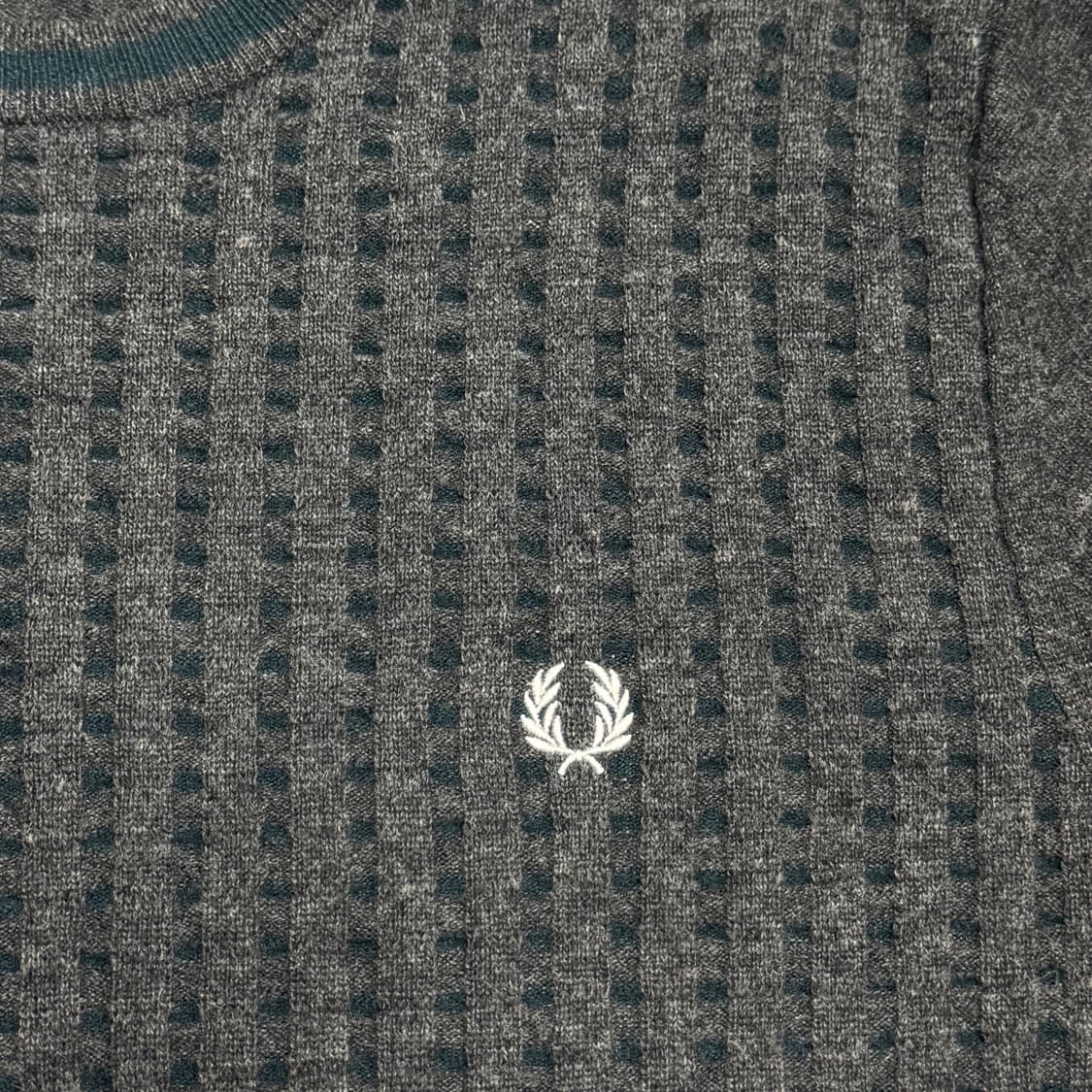 프레드페리 배색 체크 램스울 니트 XL 상품이미지4