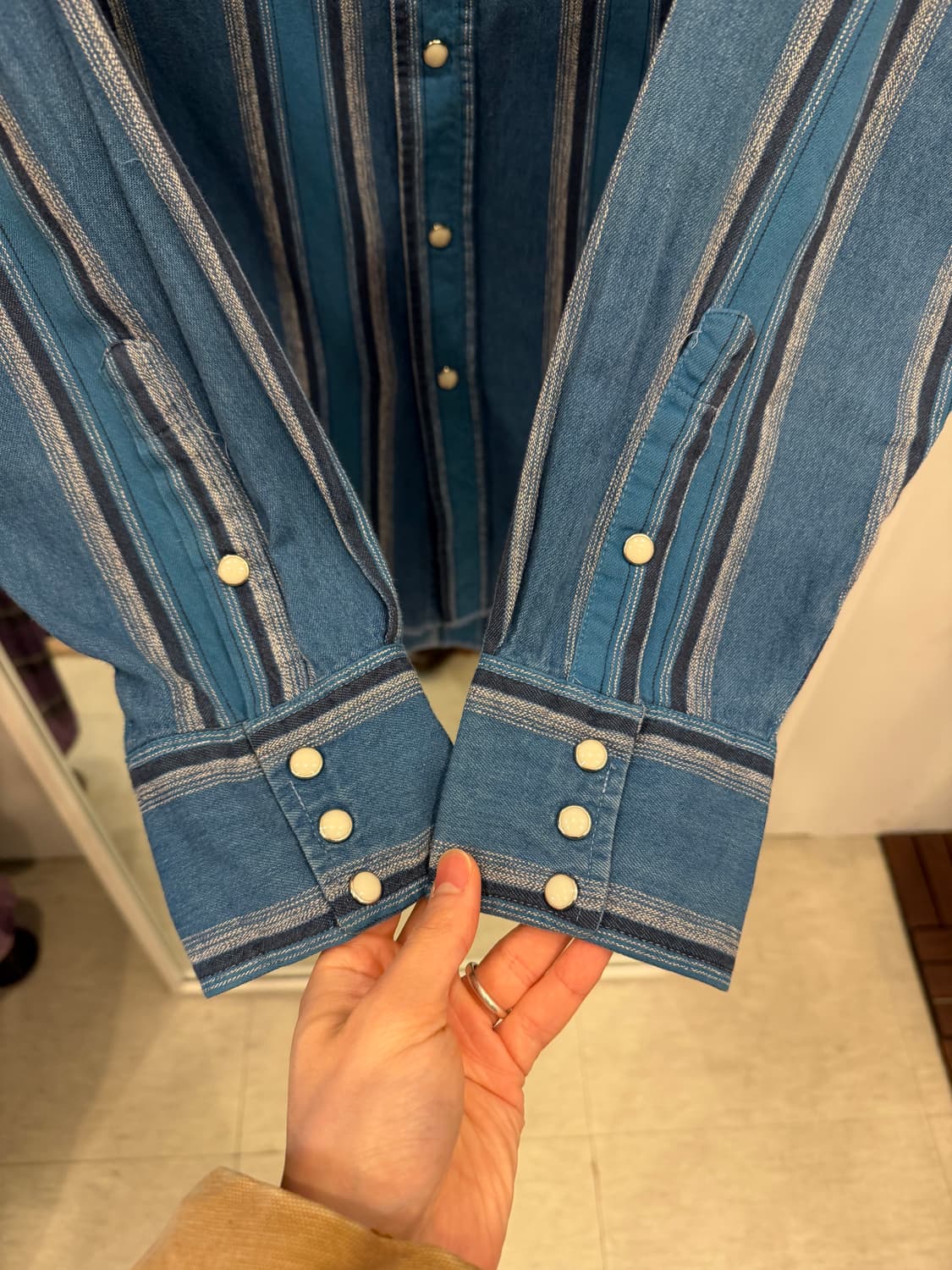 90s Wrangler 랭글러 웨스턴 스트라이프 셔츠 상품이미지4