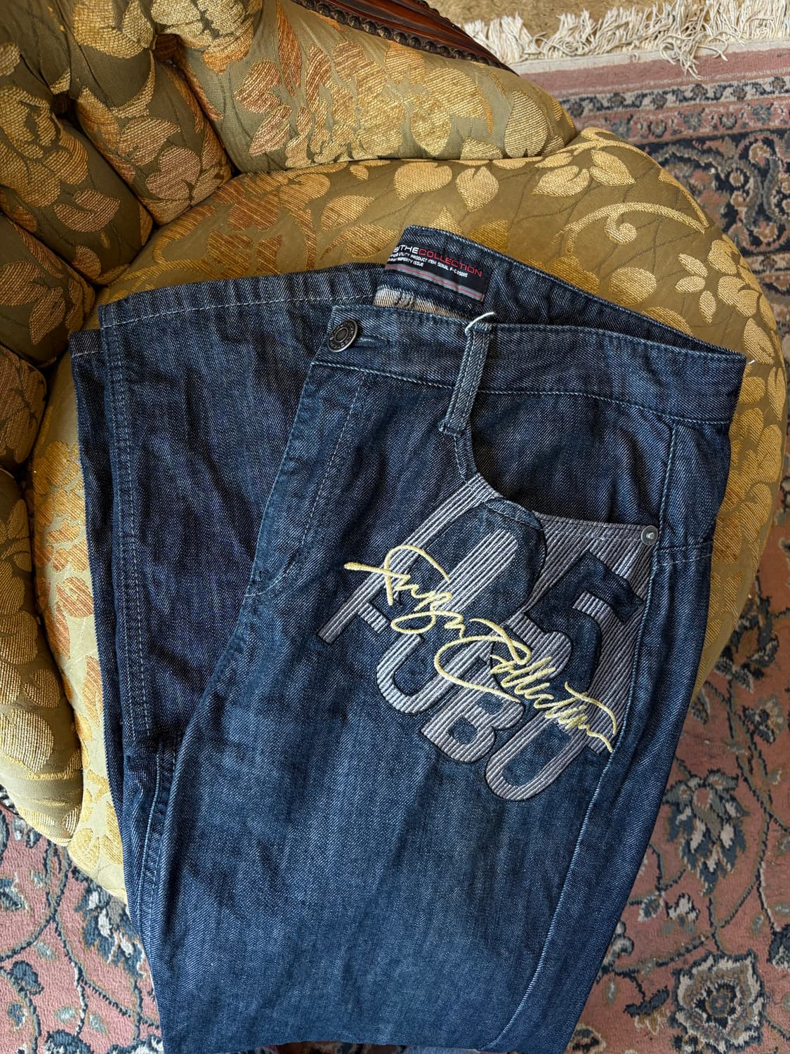 2010s FUBU 자수 흑청 생지 데님 상품이미지1