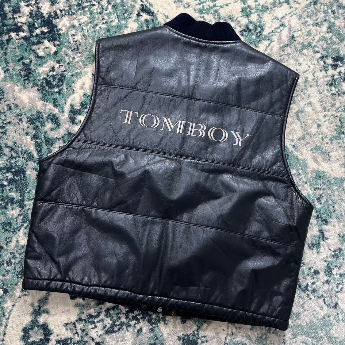 90s Tomboy Ski 톰보이 스펠아웃 가죽 베스트 조끼(S) 상품이미지4