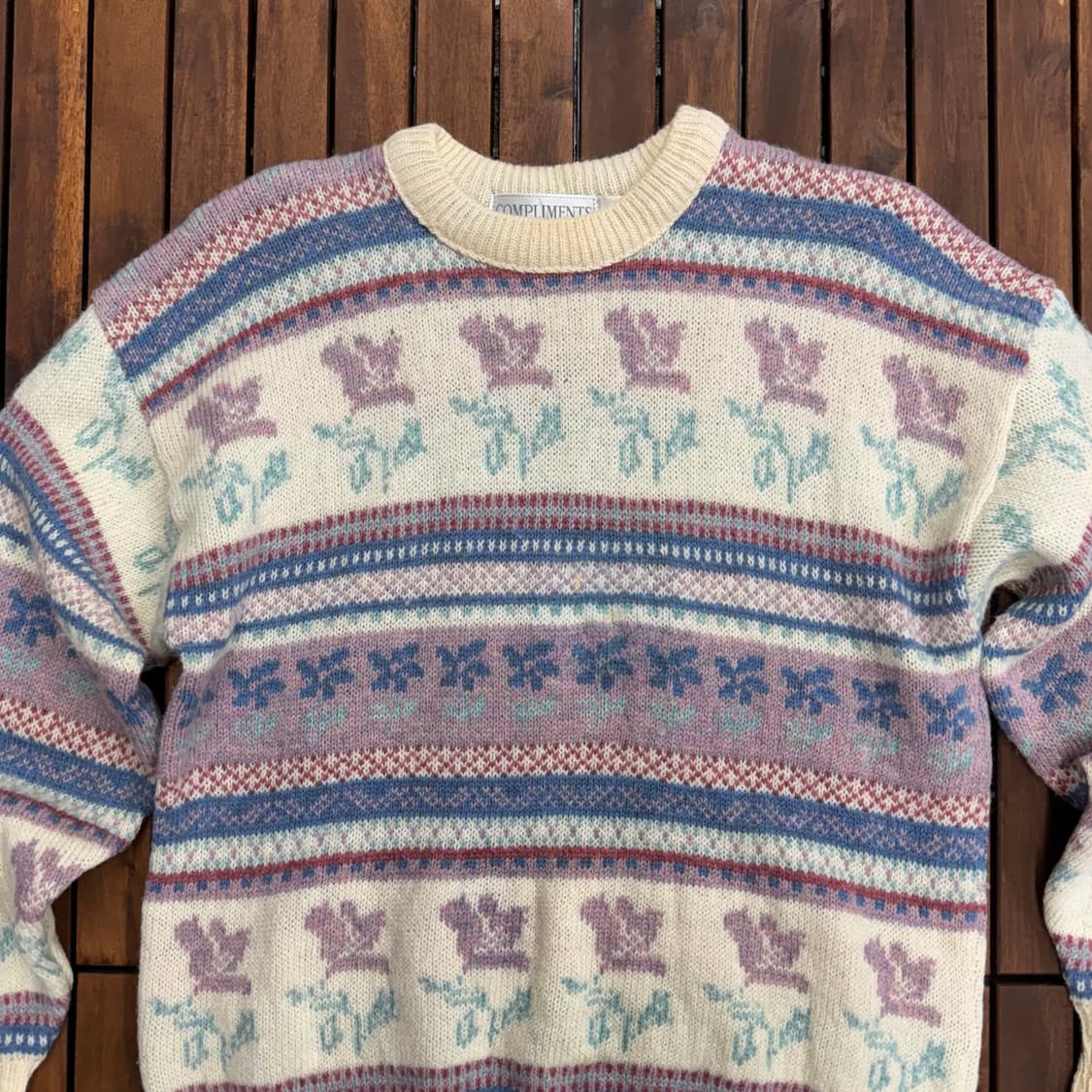 80s Compliments 파스텔 페어아일 니트 (L)   상품이미지2