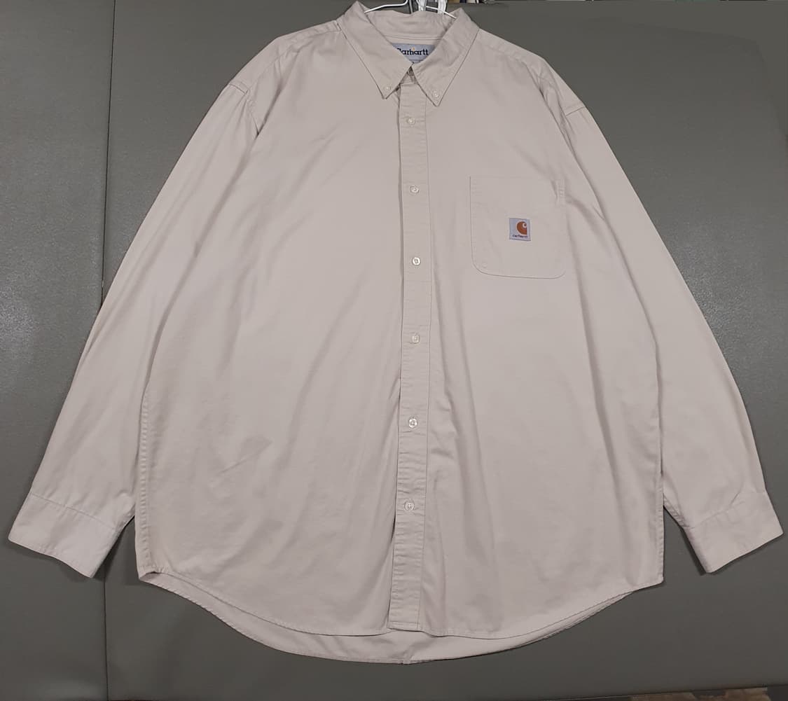 실측 3XL 빅사이즈 칼하트 크림 포켓 워크 셔츠 긴팔 남방 크림 베이지 상품이미지1