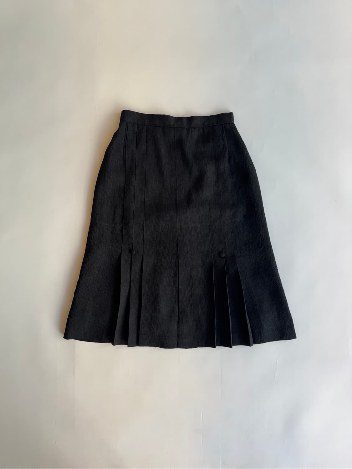 Black Crepe Pleated Detail Skirt 상품이미지1
